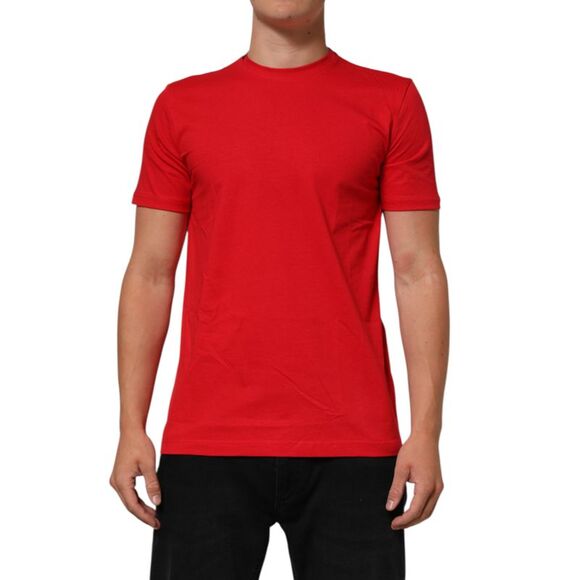 Dolce & Gabbana Red Goodluck 2023 Cotton Crew Neck Men's T-shirt